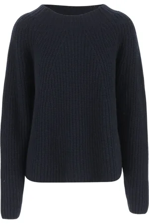 Allude Strik, Dame, Blå, S, Bomuld, Bomuld Kashmir Crew Neck Sweater Navy