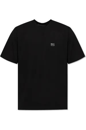 Dolce & Gabbana Top, Herre, Sort, S, Bomuld, T-shirt med logo applikation