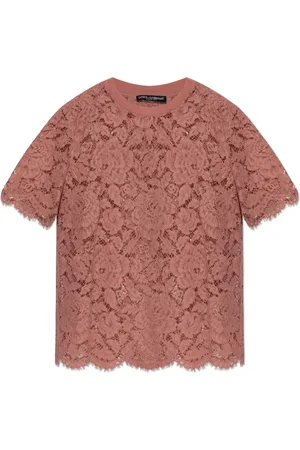 Dolce & Gabbana Bluser & Skjorter, Dame, Lyserød, S, Bomuld, Blonde top