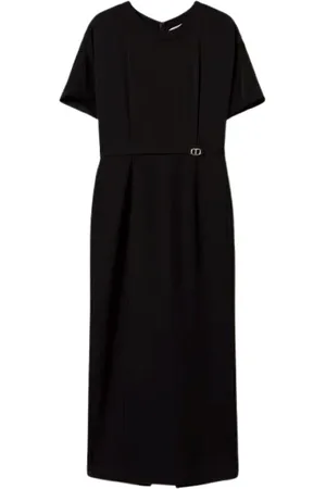 Twin-Set Kjole, Dame, Sort, M, Milano Strik og Crêpe de Chine Kjole