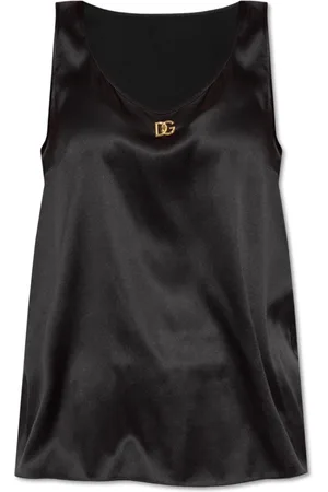Dolce & Gabbana Top, Dame, Sort, XS, Uld, Ærmeløs silke top