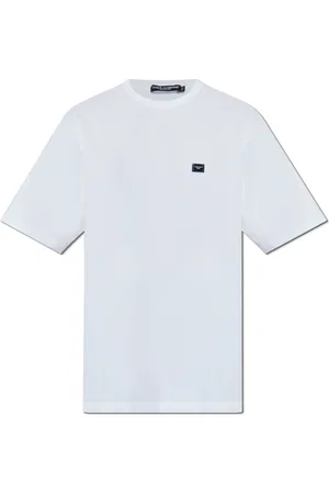 Dolce & Gabbana Top, Herre, Hvid, S, Bomuld, T-shirt med logoapplikation