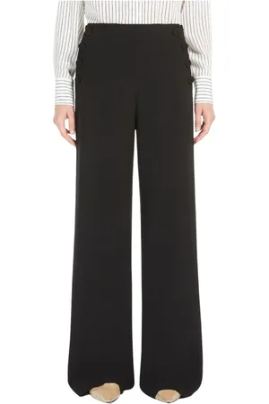 Max Mara Bukser, Dame, Sort, M, Polyester, Cady Wide Leg Bukser