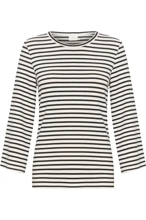 Kaffe Top, Dame, , 2XL, Bomuld, Stribet 3/4 ærme bluse top