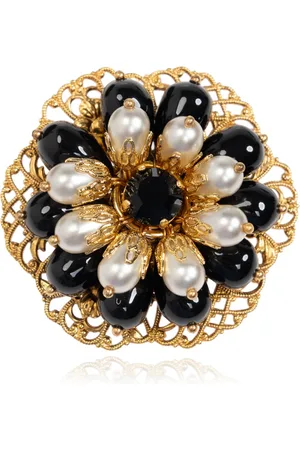 Dolce & Gabbana Tilbehør, Dame, Gul, ONE SIZE, Uld, Broche med blomstermotiv