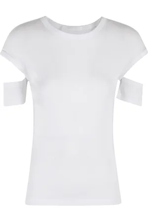 Helmut Lang Top, Dame, Hvid, S, Smal pasform sorte jeans