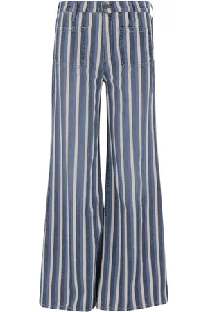 Mother Bukser, Dame, Blå, W29, Denim, Stribet Wide Leg Denim Jeans