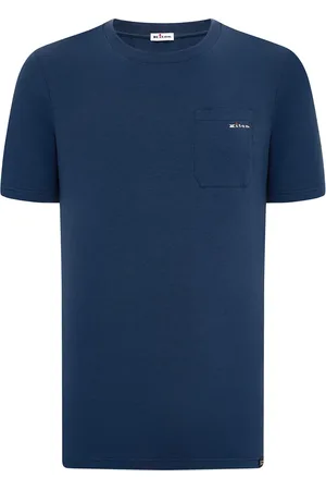 Kiton Top, Herre, Blå, M, Bomuld, Blå T-shirt med Brystlomme