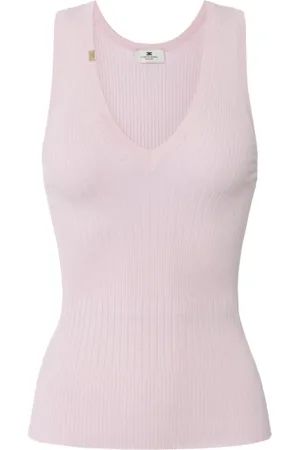 Elisabetta Franchi Top, Dame, Lyserød, S, Uld, Ribbet V-hals Tanktop