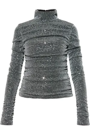Dolce & Gabbana Top, Dame, Grå, XS, Top med lurex-tråd og pailletter