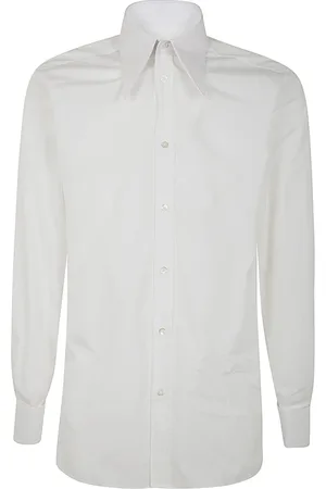 Maison Margiela Skjorte, Herre, Hvid, S, Uld, Stilfuld langærmet skjorte