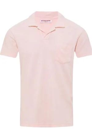 Orlebar Brown Top, Herre, Lyserød, L, Rose Towelling Polo Shirt