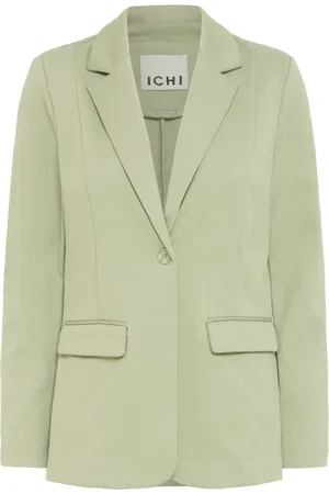 Ichi Jakke, Dame, Grøn, XL, Polyester, Elegant Blazer Jakke Te-farve