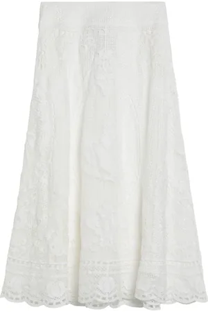Farm Rio Nederdel, Dame, Hvid, L, Uld, Lang Nederdel i Trendy Stil