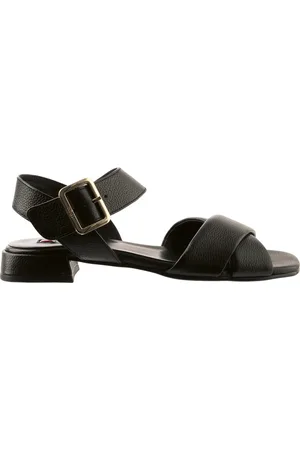 Högl Sko, Dame, Sort, 36 EU, Læder, Sort læder sandal Korinna med gylden spænde