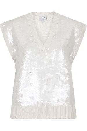 Dante 6 Strik, Dame, , S, Pailletbluse i Smørcreme