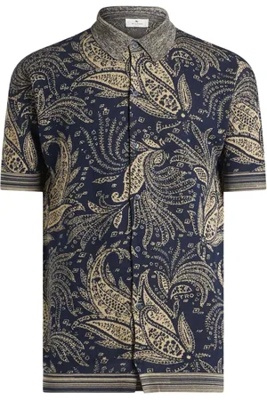 Etro Skjorte, Herre, Blå, S, Bomuld, Blå Jacquard Paisley Skjorte