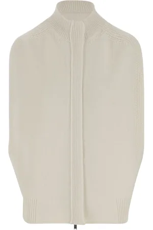Sa Su Phi Strik, Dame, Hvid, 2XS, Hvid Cropped Ærmeløs Cardigan med Lynlås