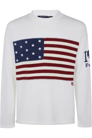Ralph Lauren Strik, Herre, Hvid, XL, Bomuld, Langærmet Pullover Sweater