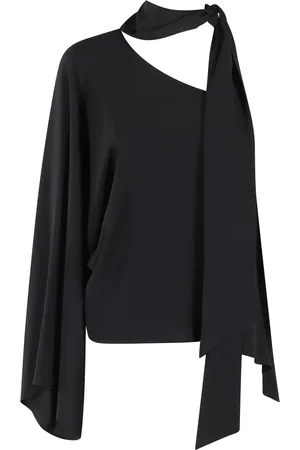 FEDERICA TOSI Bluser & Skjorter, Dame, Sort, M, Uld, En-skulder Crepe de Chine Top