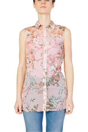 Guess Bluser & Skjorter, Dame, Flerfarvet, M, Uld, Blomstret ærmeløs bluse
