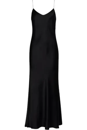 Twin-Set Kjole, Dame, Sort, S, Satin, Sort Satin Maxi Slipkjole - Tidløs Elegance