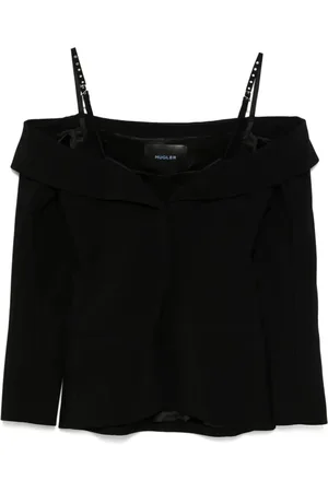 MUGLER Top, Dame, Sort, XS, Uld, Stilfuld Langærmet Top