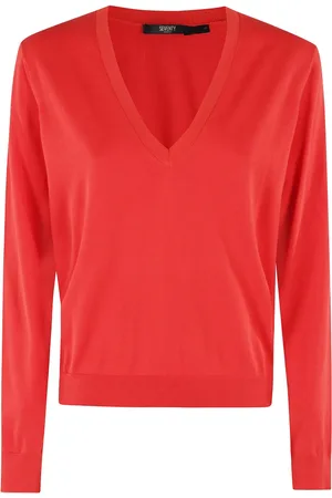 SEVENTY BY SERGIO TEGON Strik, Dame, Rød, M, Basal V-hals Top