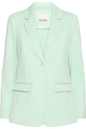 Ichi Jakke, Dame, Grøn, M, Uld, Grøn Blazer Jakke Langærmet Slim Fit