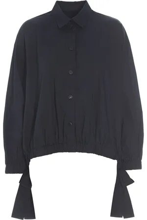 Bitte Kai Rand Bluser & Skjorter, Dame, Sort, M, Bomuld, Sort bomuldsskjorte med rynket kant