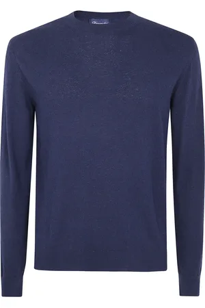 DRUMOHR Strik, Herre, Blå, M, Hyggelig Strik Rund Hals Sweater