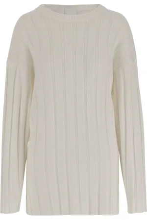 Allude Strik, Dame, Hvid, S, Bomuld, Bomuld Kasjmir Crew Neck Strikvarer