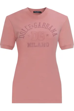 Dolce & Gabbana Top, Dame, Lyserød, 2XS, Bomuld, T-shirt med trykt logo