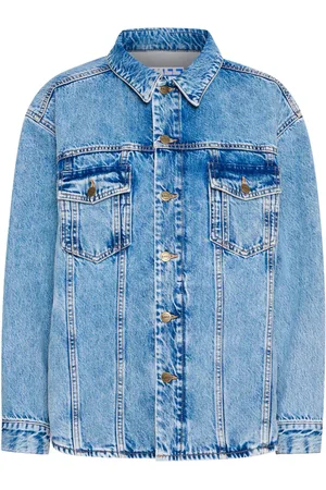 Ball Jakke, Dame, Blå, XS, Denim, Oversize Denim Jakke med Cool Print