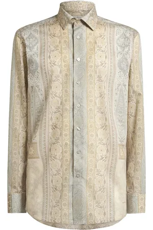 Etro Skjorte, Herre, , 3XL, Bomuld, Stribet Paisley Skjorte