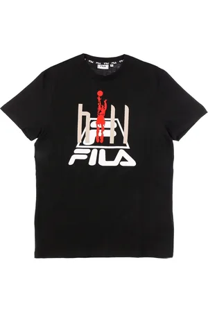 Fila Top, Herre, Sort, M, Bomuld, Sort Crew Neck Kortærmet T-Shirt
