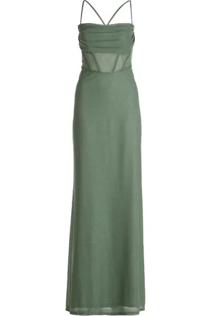 Vera Mont Kjole, Dame, Grøn, M, Polyester, Glitter Mesh Aftenkjole