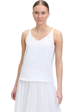 Vera Mont Top, Dame, Hvid, XS, Satin, Satin V-hals Ærmeløs Bluse
