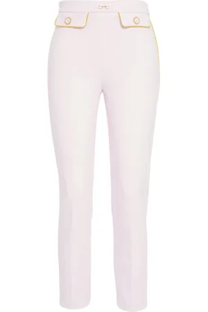 Elisabetta Franchi Bukser, Dame, Lyserød, L, Rose Crepe Bukser med Piping