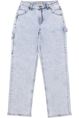 Guess Jeans, Dame, Blå, W34, Bomuld, Tømrer Pant Acid Wash Værktøjslommer