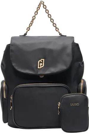 Liu Jo Taske, Dame, Sort, ONE SIZE, Elegant sort rygsæk med gyldne detaljer