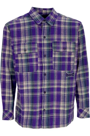 Huf Skjorte, Herre, Lilla, M, Bomuld, Ternet Flannel Langærmet Skjorte Lilla