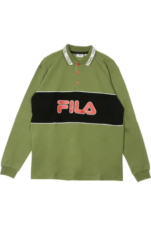 Fila Top, Herre, Flerfarvet, L, Langærmet Polo i Dyb Lichen Grøn/Sort/Hvid