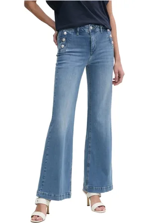Liu Jo Jeans, Dame, Blå, W28, Denim, Denim Skinny Jeans med gyldne knapper