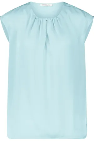 Betty & Co Bluser & Skjorter, Dame, Blå, XL, Blusetop med rynkning