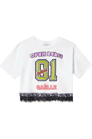 GAËLLE Top, Dame, Hvid, L, Bomuld, Hvid Blomstret Oversized T-shirt