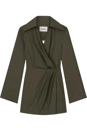 Nanushka Kjole, Dame, Grøn, S, Khaki Mini Wrap Kjole Esma