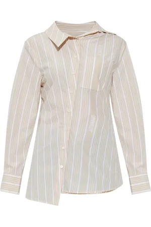 Jacquemus Bluser & Skjorter, Dame, , M, Bomuld, Geometrisk Skjorte med Hvide Striber
