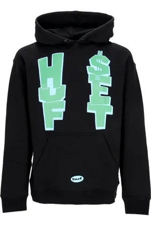 Huf Sweathshirts & Hoodies, Herre, Sort, XL, Bomuld, Sort langærmet hættetrøje med kængurulomme