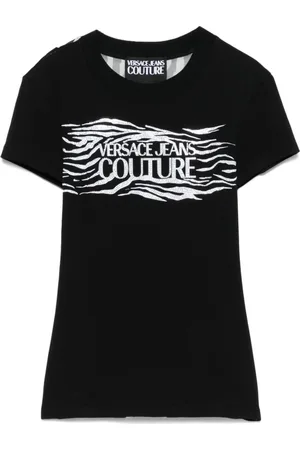 VERSACE Top, Dame, Sort, XS, Uld, Sort og hvid T-shirt Polo